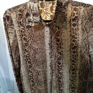 New snake print long button down blouse fits like size 6 or Medium